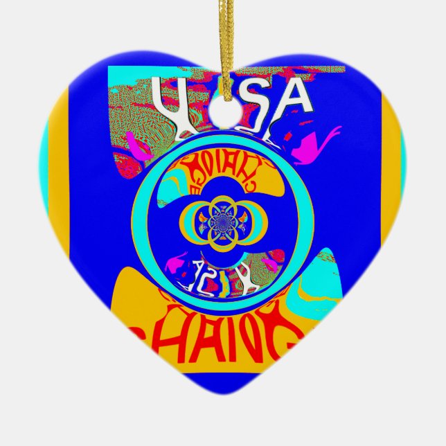 Ornamento De Cerâmica Groove psicodélica: Pop Art Abstrato de energia (Frente)