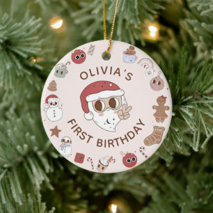 Ornamento De Cerâmica Groovy Hippie Natal Cerâmica Ornament