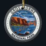 Ornamento De Cerâmica Gros Morne National Park Canada Viagem Art Vintage<br><div class="desc">Gros Morne National Park vetor art design. O Parque tem fiordes e montanhas que se erguem sobre um panorama diversificado de praias e pântanos,  florestas e penhascos estéreis.</div>