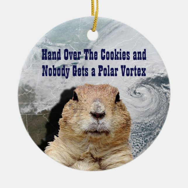 Ornamento De Cerâmica Groundhog Day Polar Vortex (Frente)