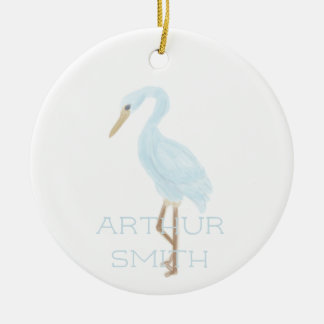 Ornamento De Cerâmica Grua Azul Aquarela