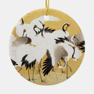 Ornamento De Cerâmica Gruas Japonesas em Rebanho Vintage Pássaro Rico Cl