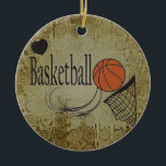 Ornamento De Cerâmica Grunge Basball Sport<br><div class="desc">🥇 UM DESIGN DE ARTE DE DIREITOS AUTORAIS ORIGINAL, DE Donna Siegrist, DISPONÍVEL SOMENTE NO ZAZZLE! Um ornamento de basquete pronto para você personalizar. Faz um excelente de presente personalizado para um jogador de basquete. ✔ NOTA: APENAS MUDE AS ÁREAS MODELO NECESSÁRIAS! 😀 Se necessário, você pode remover o texto...</div>