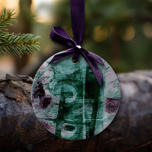 Ornamento De Cerâmica Grunge de Grafite pintado Moody Plum Purple Gree
