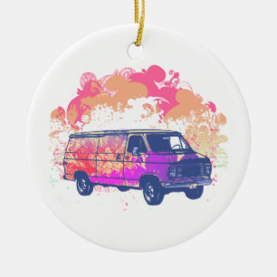 Ornamento De Cerâmica grunge retro hippie van