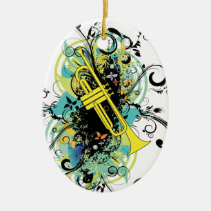 Ornamento De Cerâmica Grunge Swirl Trumpet