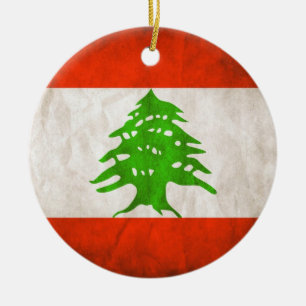 Ornamento De Cerâmica Grungy Lebanon Flag
