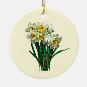Ornamento De Cerâmica Grupo de Daffodils Brancos