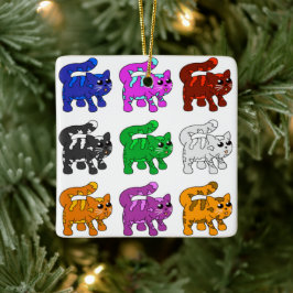 Ornamento De Cerâmica Grupo de Kitten Padrão do Xmas Bonito