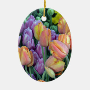 Ornamento De Cerâmica Grupo de tulipas coloridas