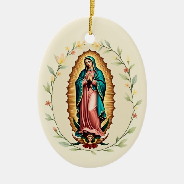 Ornamento De Cerâmica Guadalupe Banquete espanhol Virgen de Guadalupe (Frente)