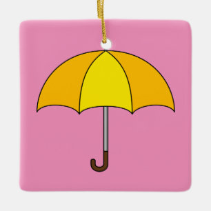 Ornamento De Cerâmica Guarda-chuva amarela