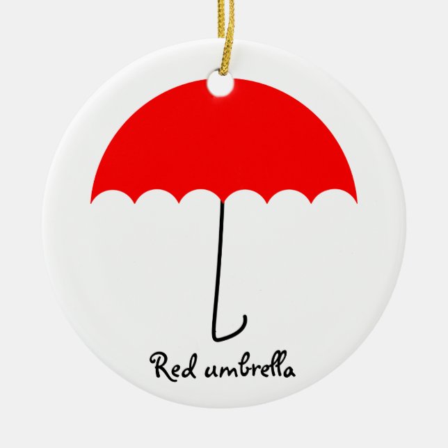 Ornamento De Cerâmica Guarda-chuva vermelho (Frente)