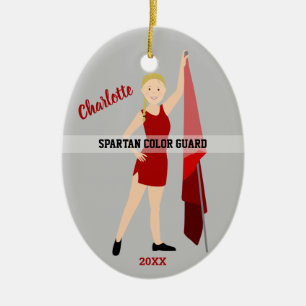 Ornamento De Cerâmica Guarda de cor loira com marca em vermelho