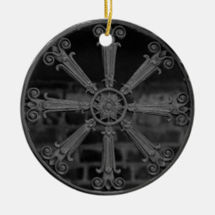 Ornamento De Cerâmica Guarda de Ferro em Forra Meridional Antiquada B/W