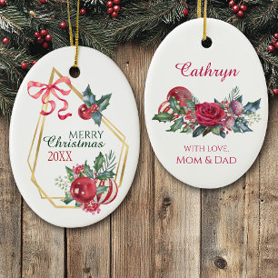Ornamento De Cerâmica Guarda de Natal Personalizada com Fita Vermelha e