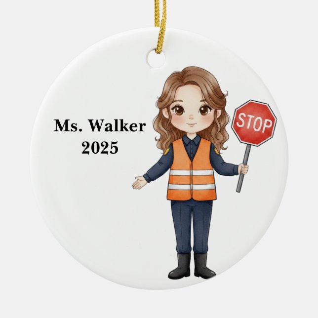 Ornamento De Cerâmica Guarda de Trânsito Escolar Personalizado (Frente)