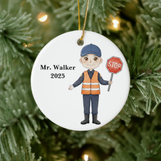 Ornamento De Cerâmica Guarda de Trânsito Escolar Personalizado