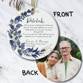 Ornamento De Cerâmica Guarda dos Padrões - Folhas Azuis Batismo