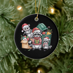Ornamento De Cerâmica Guaxinim engraçado Natal Gambá & Gatos de rua
