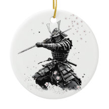 Guerreiro Samurai em Ação Arte Japonesa Cerâmica 