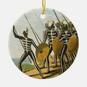 Ornamento De Cerâmica Guerreiros de S. novo Wales gravado por M. Dubourg