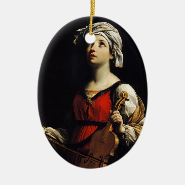 Ornamento De Cerâmica Guido Reni- St Cecilia (Frente)