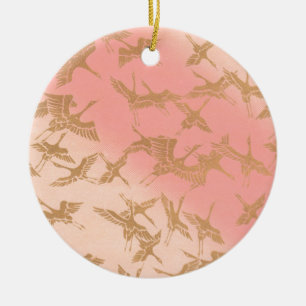 Ornamento De Cerâmica Guindaste dourado de Origami