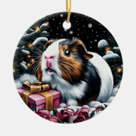 Ornamento De Cerâmica Guiné Pig Christmas