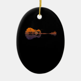 Ornamento De Cerâmica Guitar Lake Shadow Love Guitar Gift Music Lovers