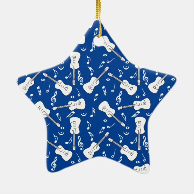 Ornamento De Cerâmica Guitar Lines Music Notes Cerâmica Ornament (Verso)