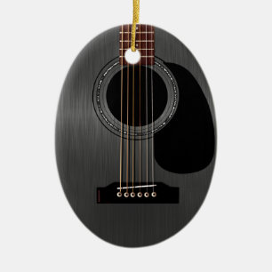 Ornamento De Cerâmica Guitarra Acústica Negra