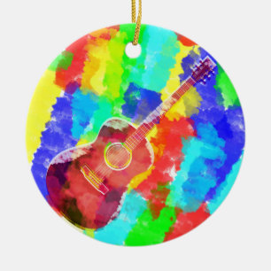 Ornamento De Cerâmica Guitarra de Aquarela