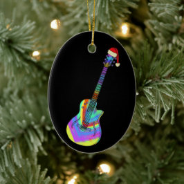 Ornamento De Cerâmica Guitarra elétrica Papai Noel psicodélico