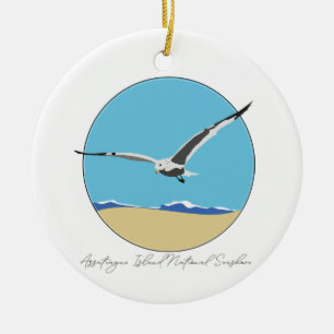 Ornamento De Cerâmica Gull do Mar da Ilha de Assateague em Praia