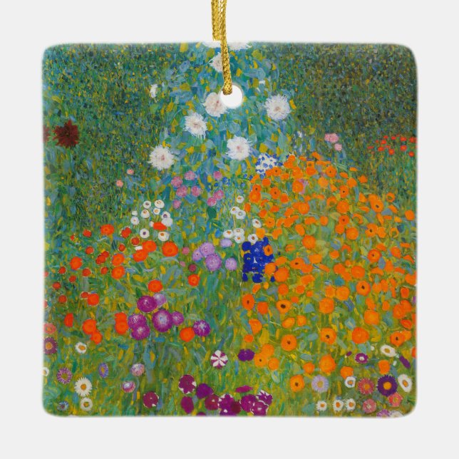 Ornamento De Cerâmica Gustav Klimt - Jardim Flor (Frente)