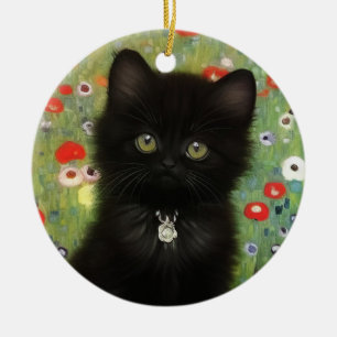 Ornamento De Cerâmica Gustav Klimt Kitten