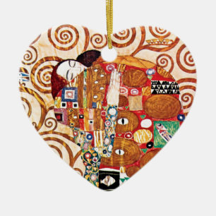 Ornamento De Cerâmica Gustav Klimt - O Abraço - Pintura de Arte Fina