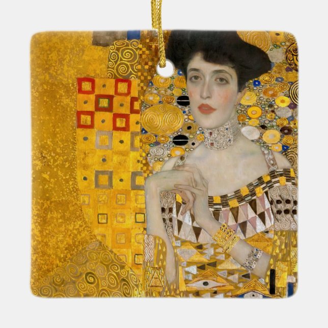 Ornamento De Cerâmica Gustav Klimt - Retrato de Adele Bloch-Bauer I (Frente)
