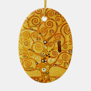 Ornamento De Cerâmica Gustav Klimt Tree of Life Art Nouveau