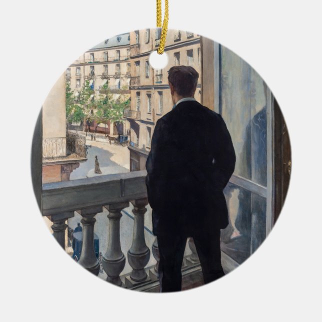 Ornamento De Cerâmica Gustave Caillebotte - Homem na Janela (Frente)