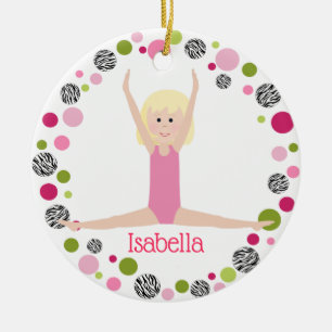 Ornamento De Cerâmica Gymnast Estrela em Pinks Personalizado
