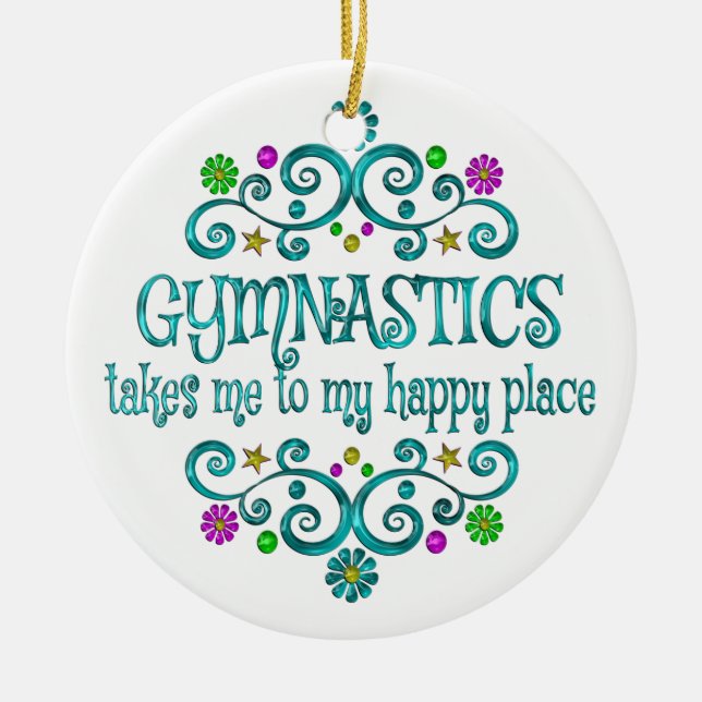 Ornamento De Cerâmica Gymnastics Happy Place (Frente)