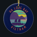 Ornamento De Cerâmica Ha Long Bay Vietnam Lixo Viagem Art Vintage<br><div class="desc">Ha Long Bay vetor art design. Ha Long Bay,  no nordeste do Vietnã,  é conhecida pelas suas águas esmeraldas e milhares de ilhas de calcário torrenciais derizadas por florestas tropicais.</div>