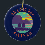 Ornamento De Cerâmica Ha Long Bay Vietnam Lixo Viagem Art Vintage<br><div class="desc">Ha Long Bay vetor art design. Ha Long Bay,  no nordeste do Vietnã,  é conhecida pelas suas águas esmeraldas e milhares de ilhas de calcário torrenciais derizadas por florestas tropicais.</div>