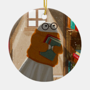 Ornamento De Cerâmica Há um Fantasma entre as prateleiras de livros nova