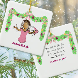 Ornamento De Cerâmica Hairdresser Cartoon Ethnic Thank You Christmas