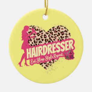 Ornamento De Cerâmica Hairdresser Leopardo Hustler Hairstylist