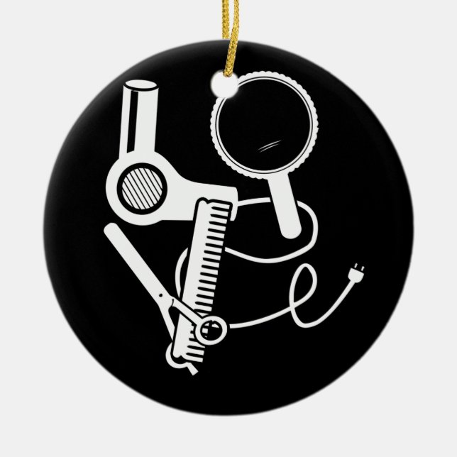Ornamento De Cerâmica Hairdresser Love Hairdryer Scissors Barber Brussel (Frente)
