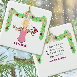 Ornamento De Cerâmica Hairstylist Cartoon Budget Thank You Christmas